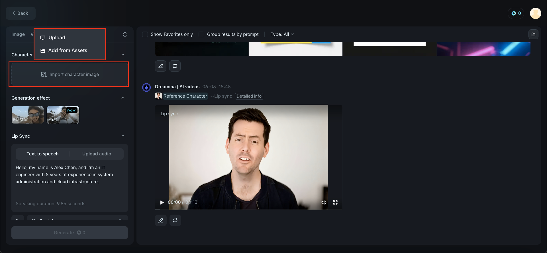 Dreamina: Make face talk AI