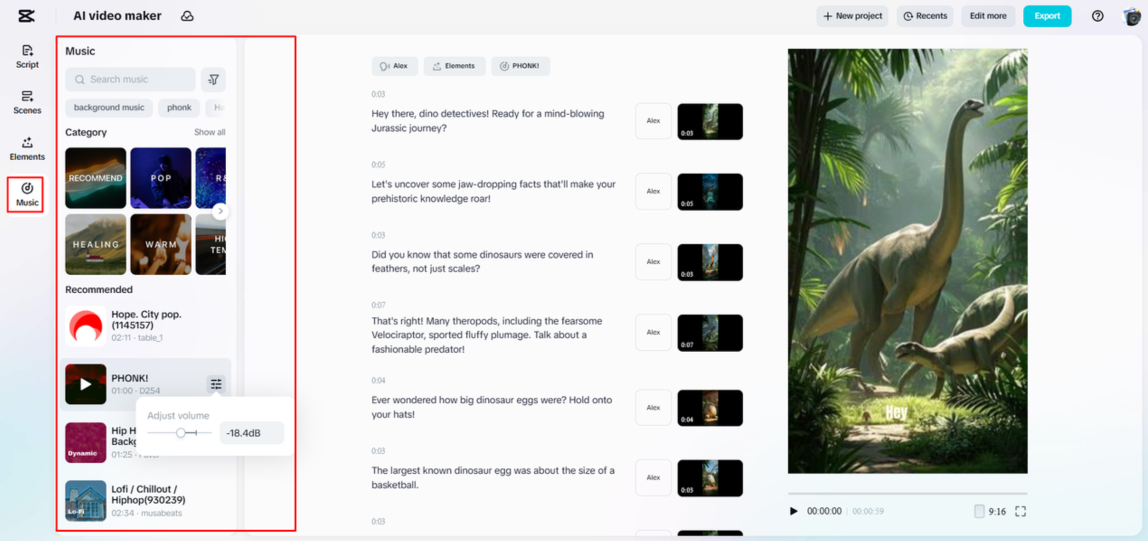 Agregar música de fondo a un video en CapCut Web