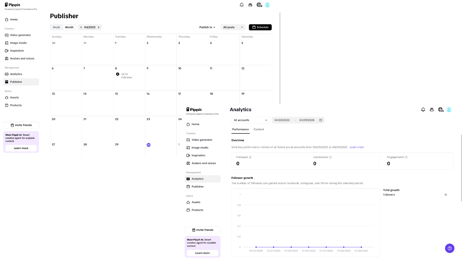 Auto publisher and analytics