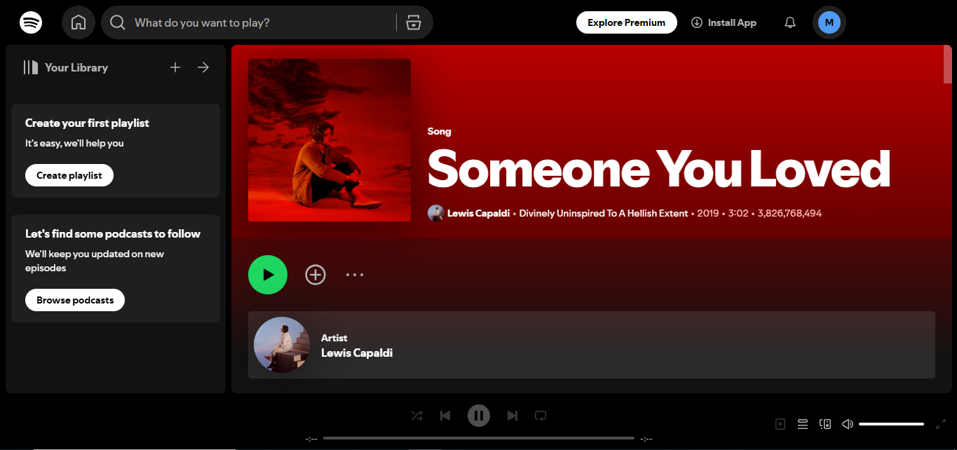 อินเทอร์เฟซของคนที่คุณรัก - ท่ามกลางเพลง Spotify ยอดนิยมตลอดกาล