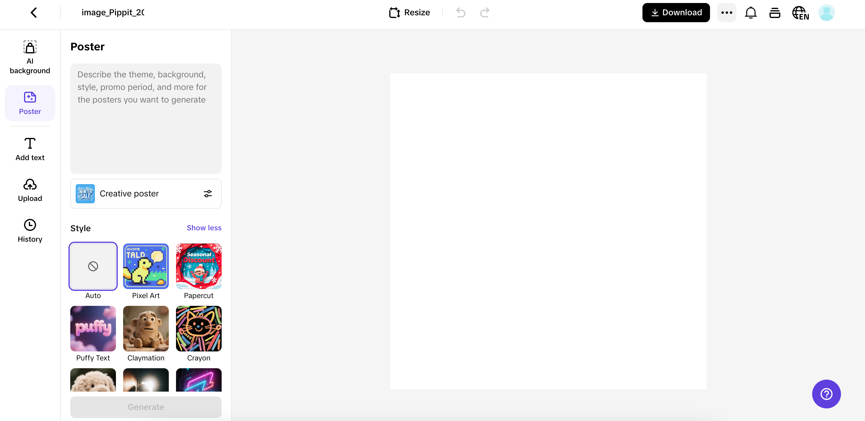 Enter prompts and generate