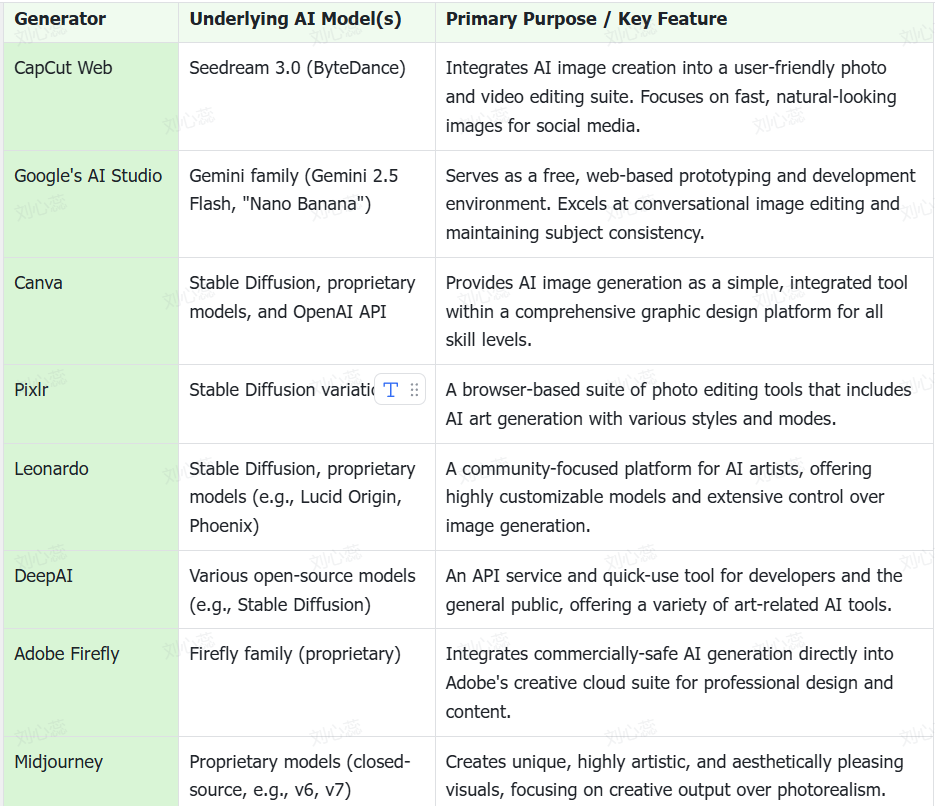 Compare the leading gen AI image generator models