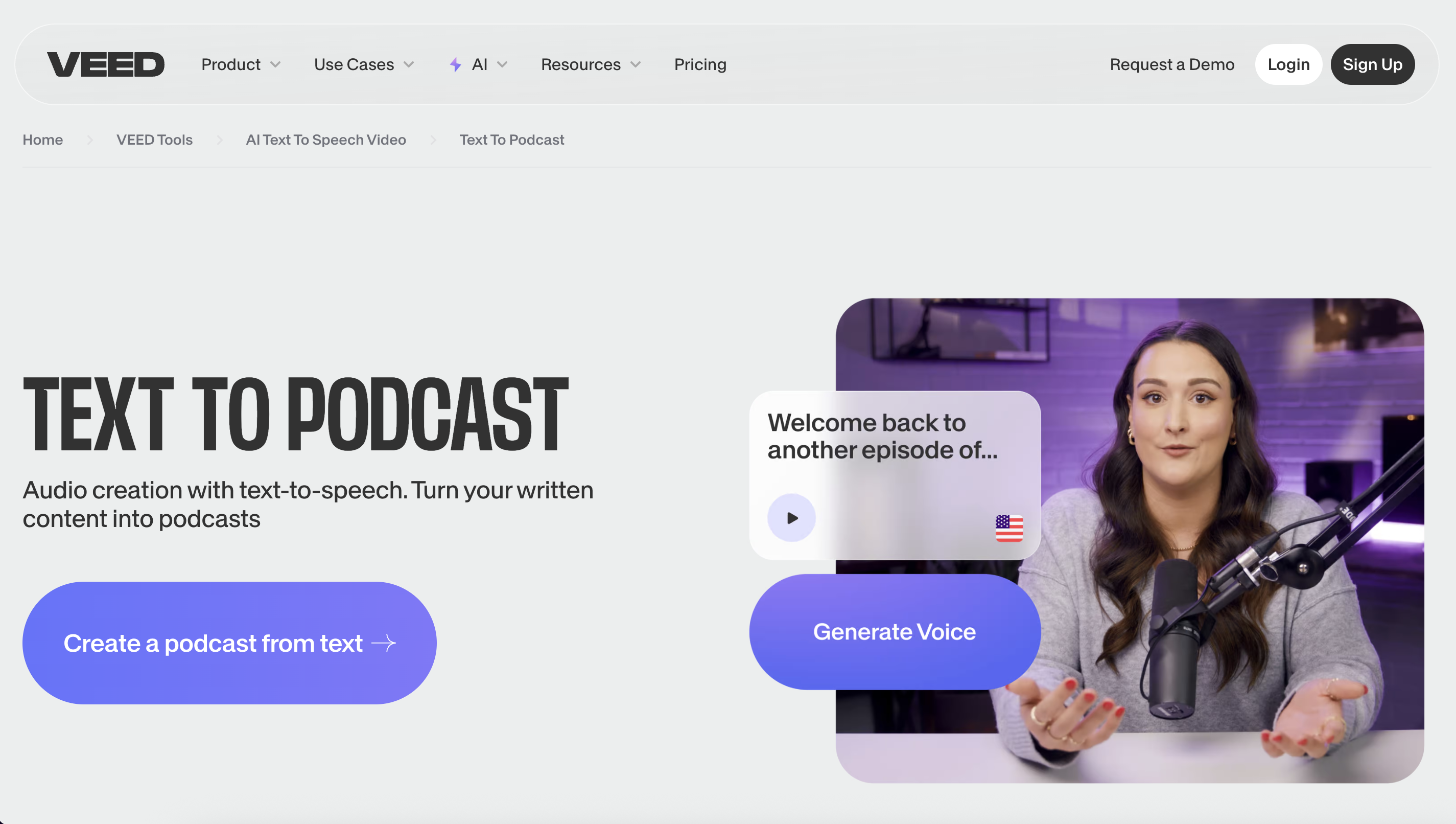 Veed Io AI ha generato il podcast