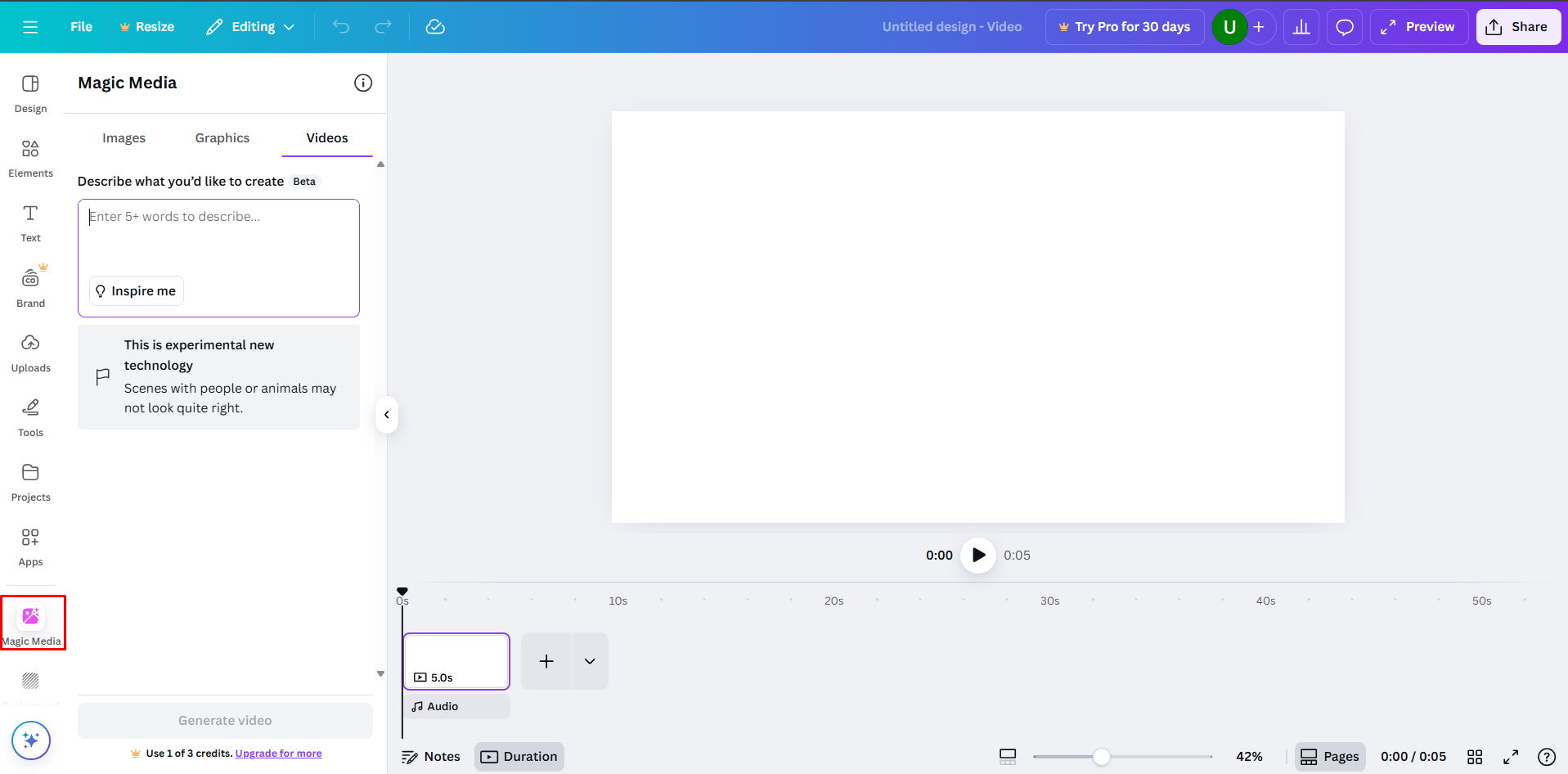 Accessing the Canva AI video generator