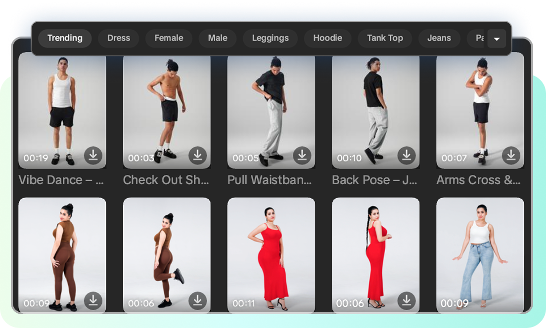Choosing from 140+ AI fashion models in CapCut
