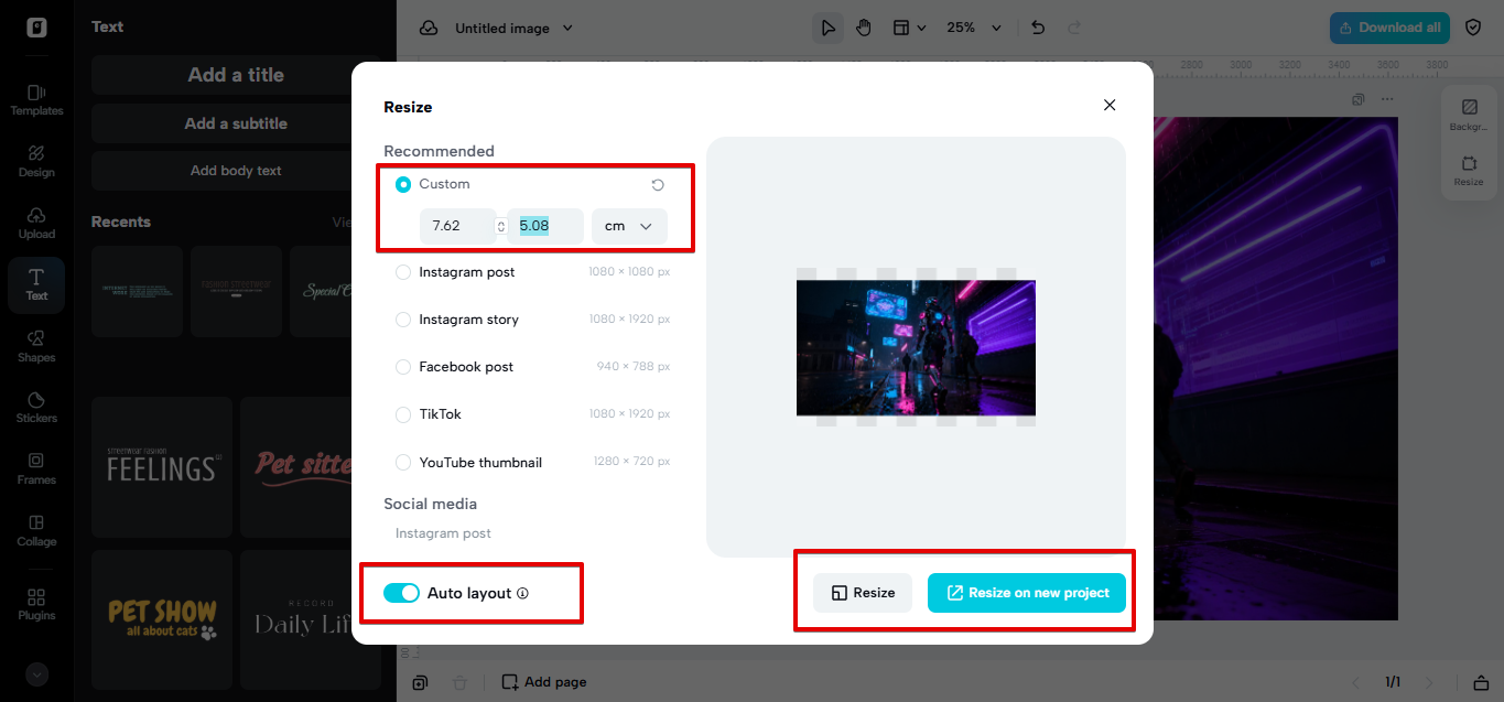 Изменение размера фото.