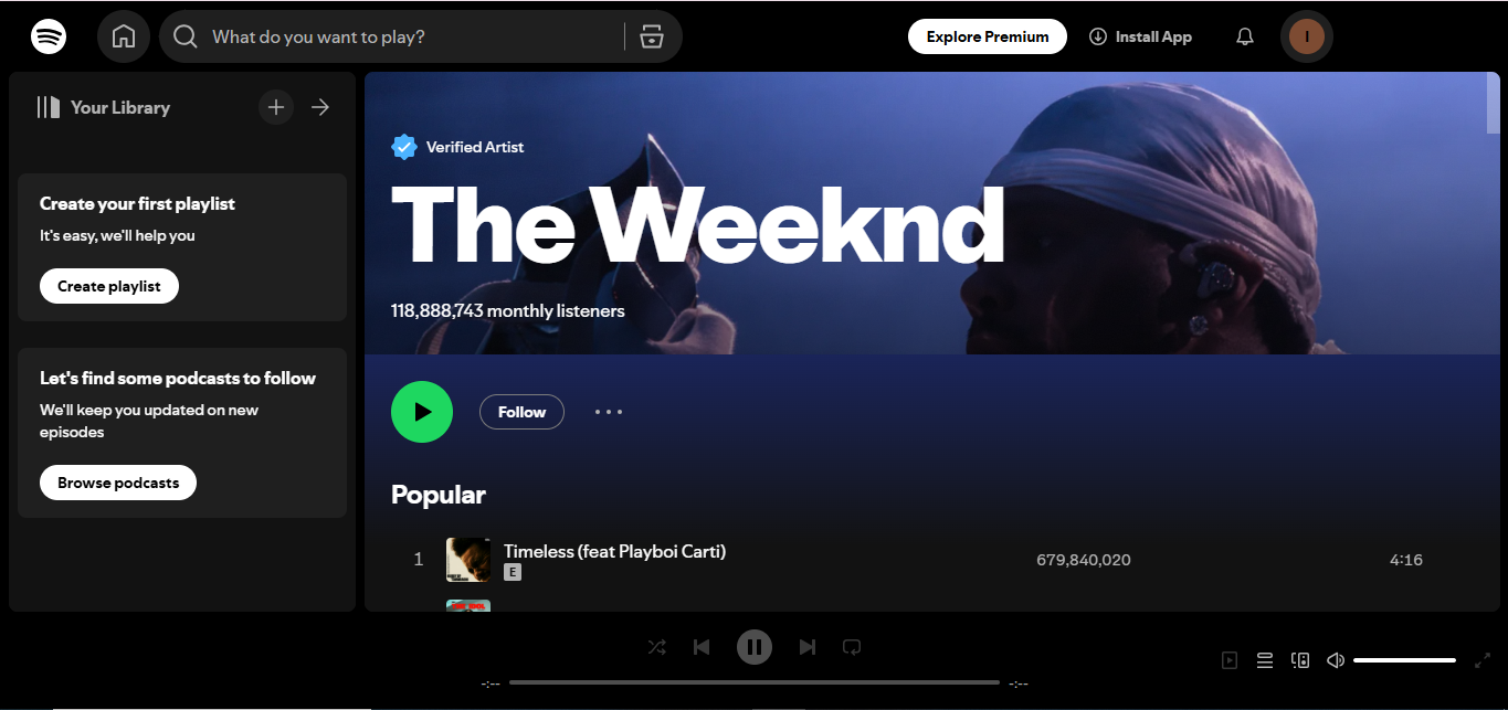 The Weeknd - en yüksek Spotify akışlarına sahip sanatçı
