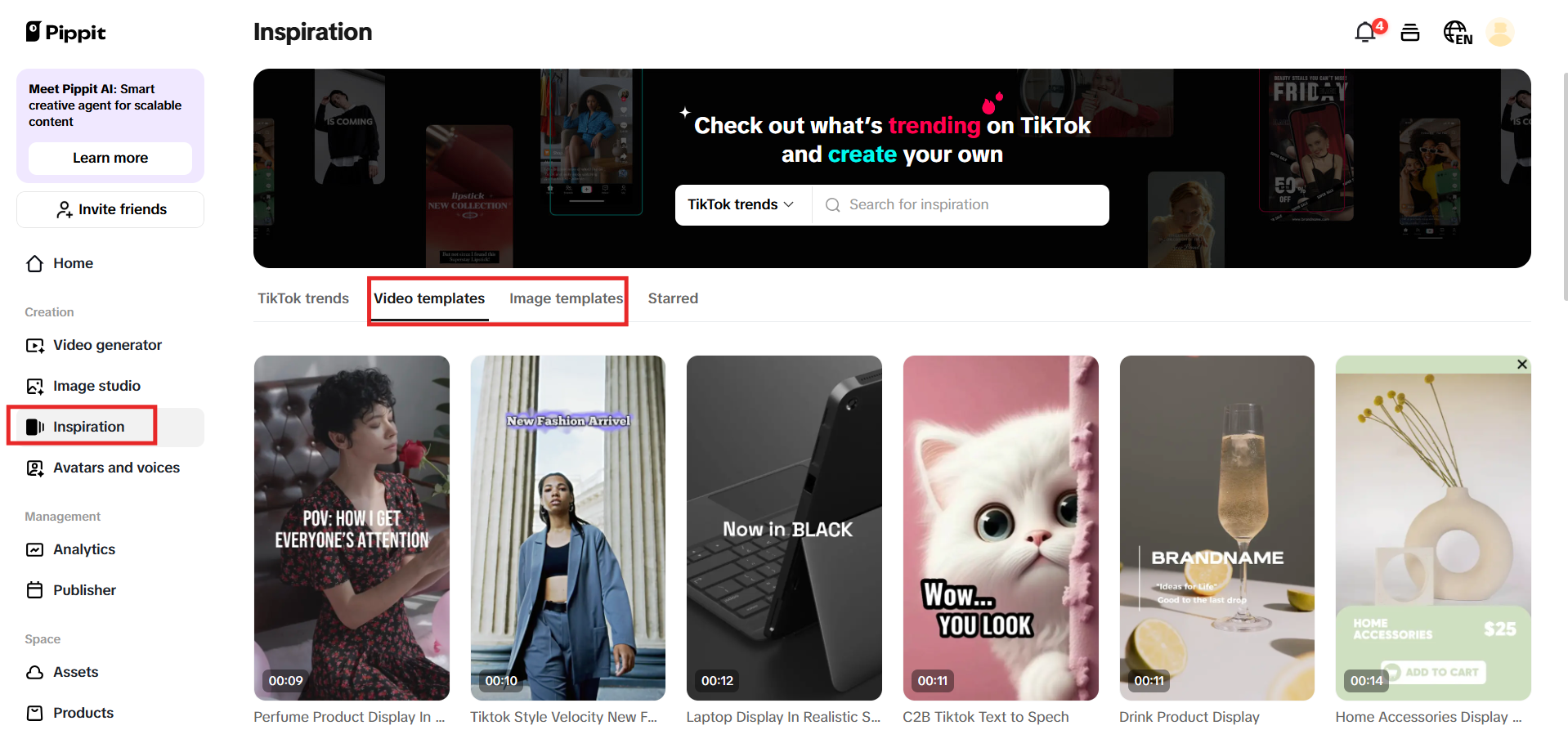 Templates optimized for social and e-commerce platforms