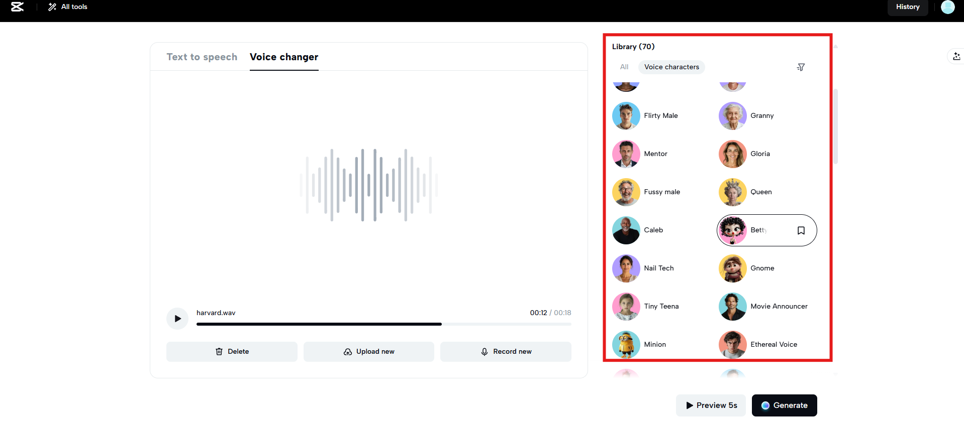 Apply AI voice effects