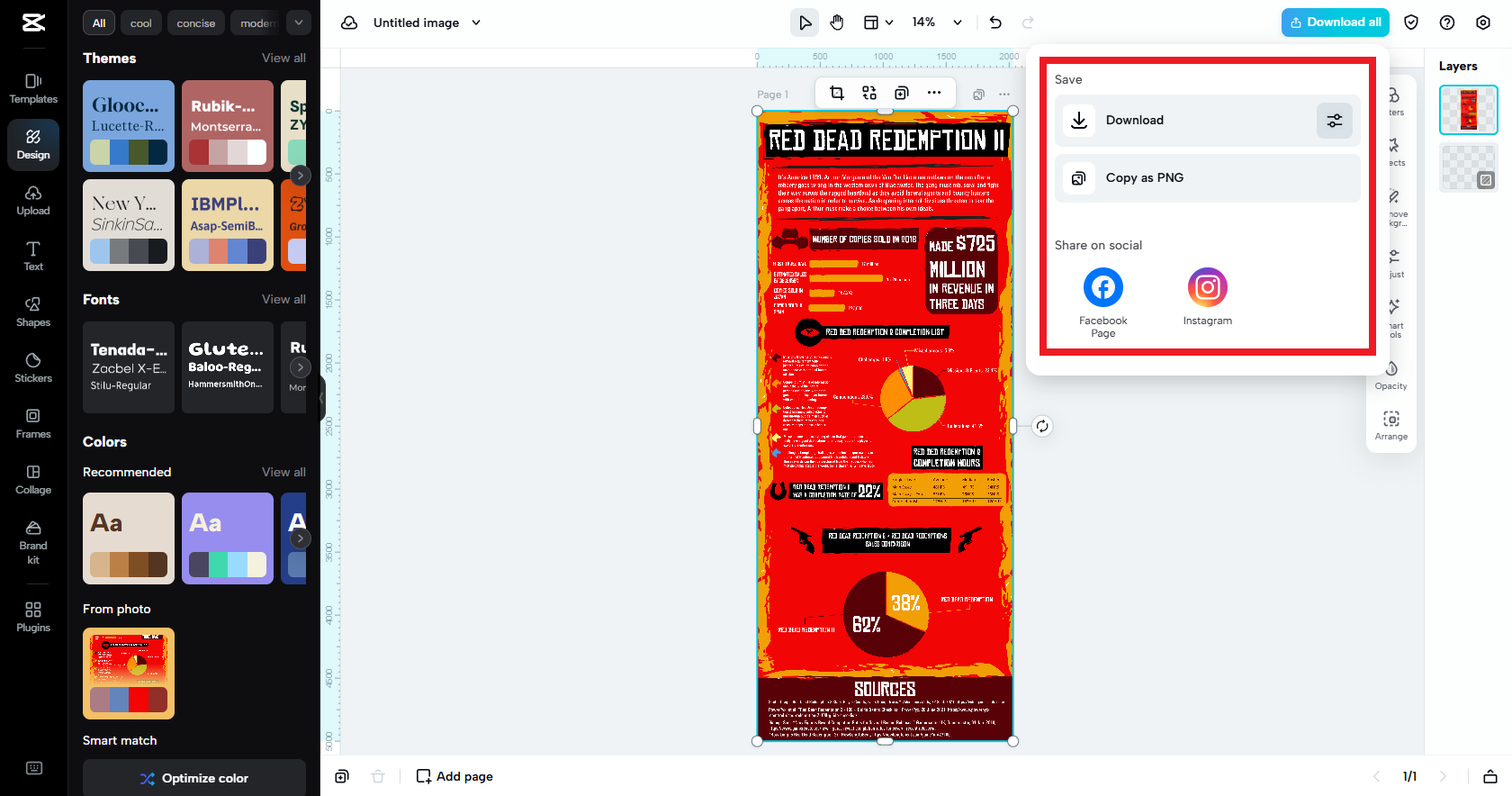 Exporta tu imagen de infografía resultante
