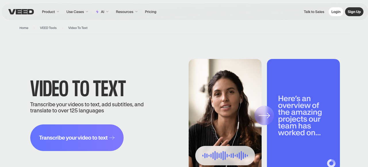 Veed.io's interface