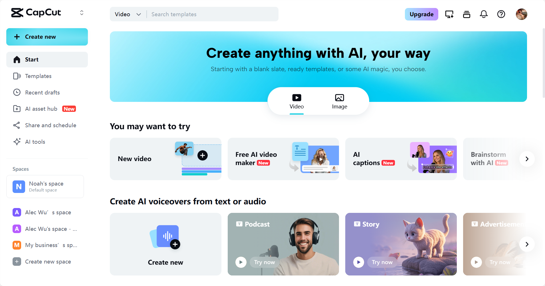 CapCut Web interface