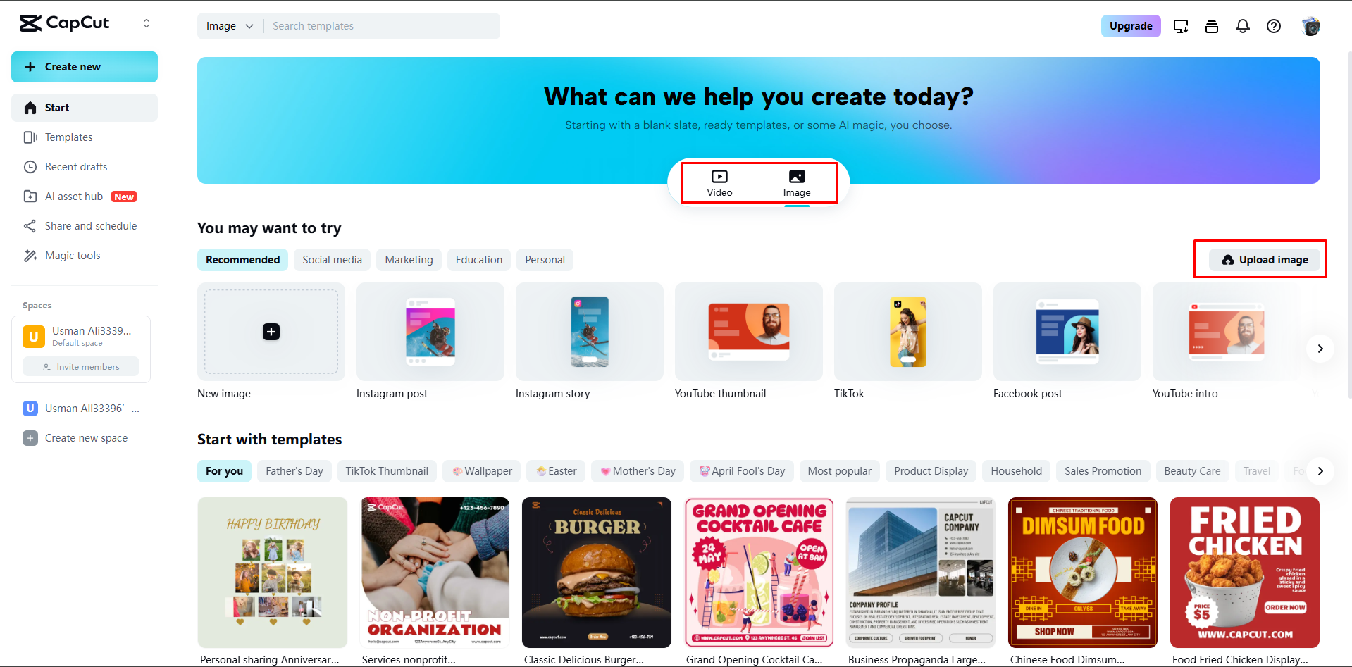 Subiendo una imagen a CapCut Web