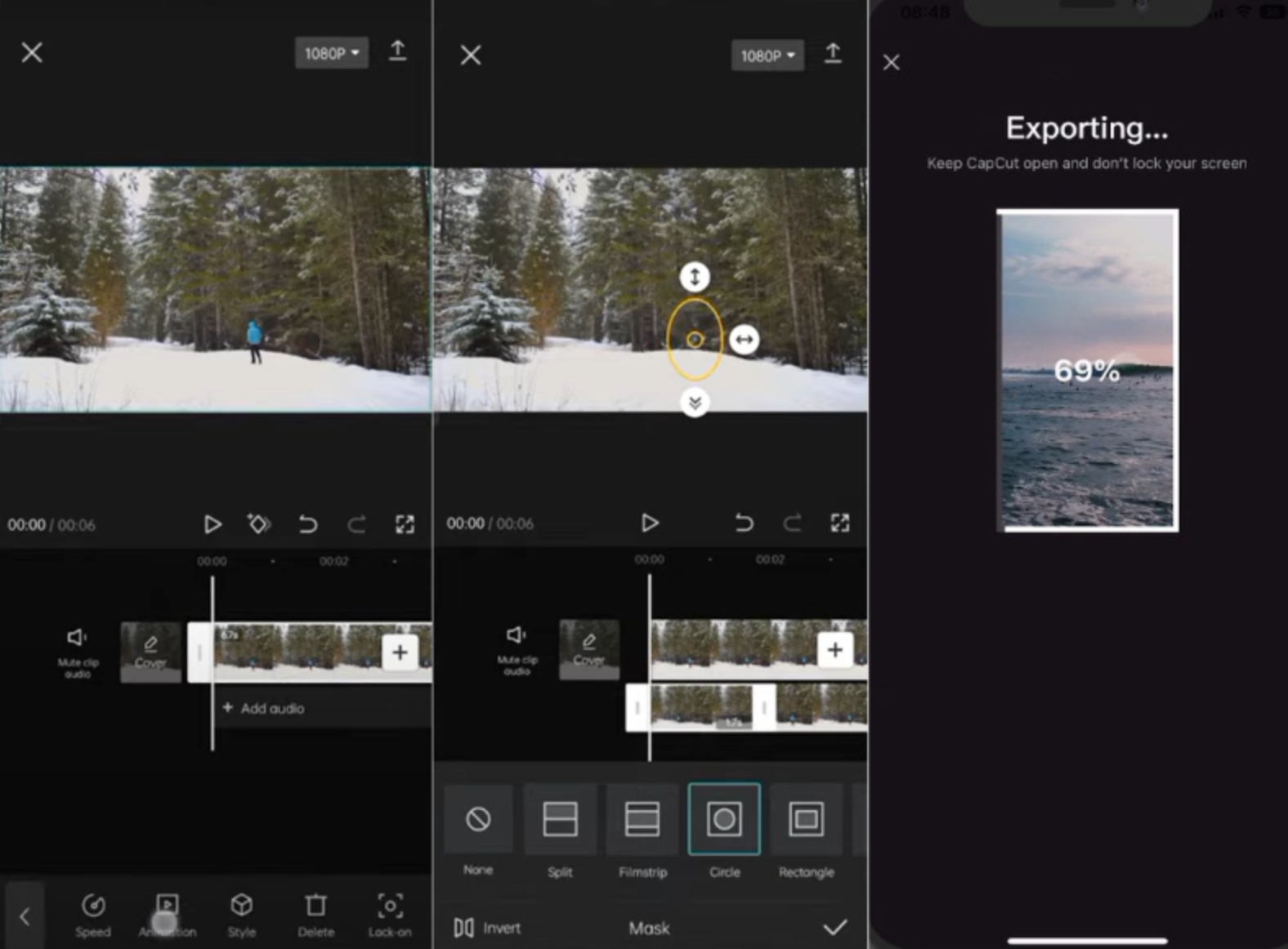 Zeigen, wie man eine Person mit CapCut mobilen App aus dem Video herausschneidet