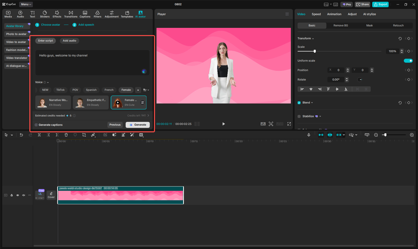 Inputting your prompts in CapCut
