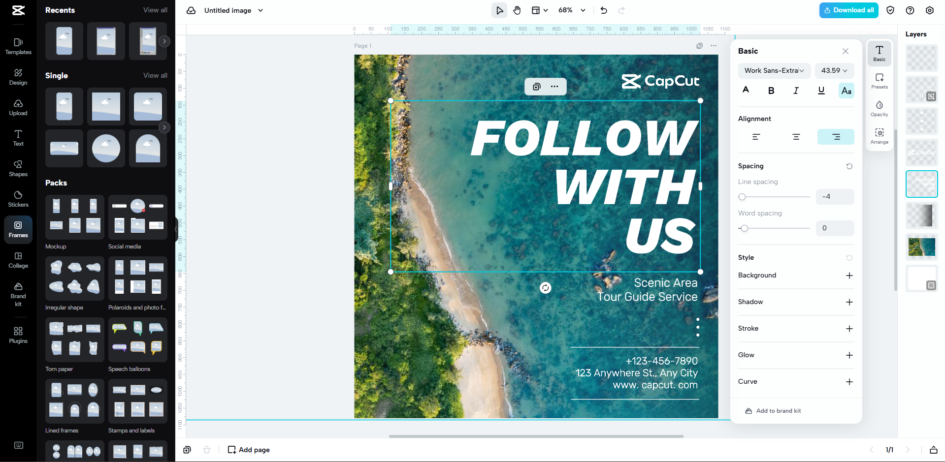 Interface de CapCut Web - un outil avec des modèles d'image variés