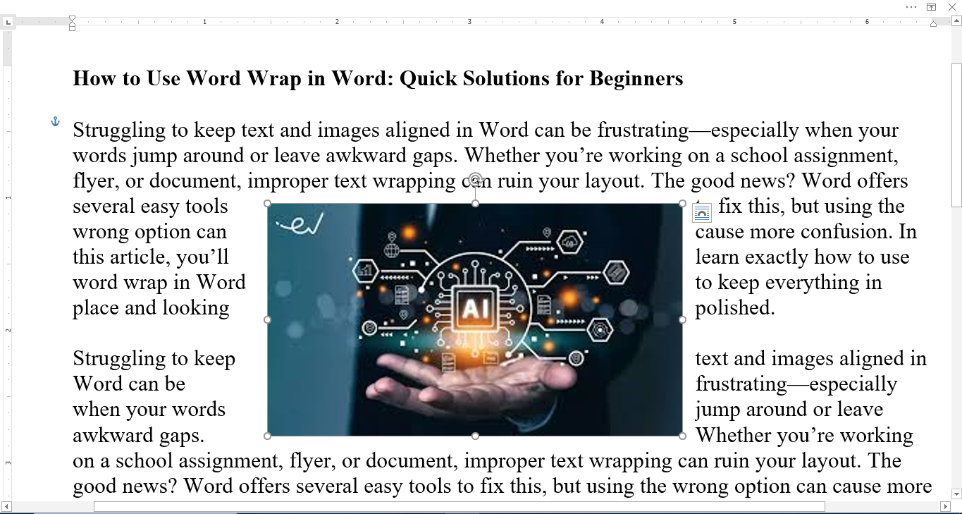 Image montrant Word Wrap dans Word