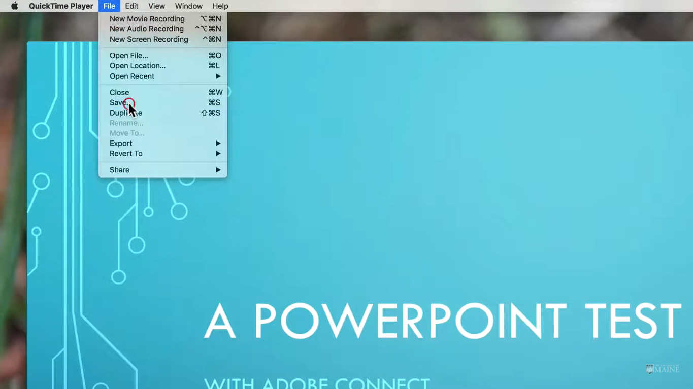 Saving the QuickTime screen recording