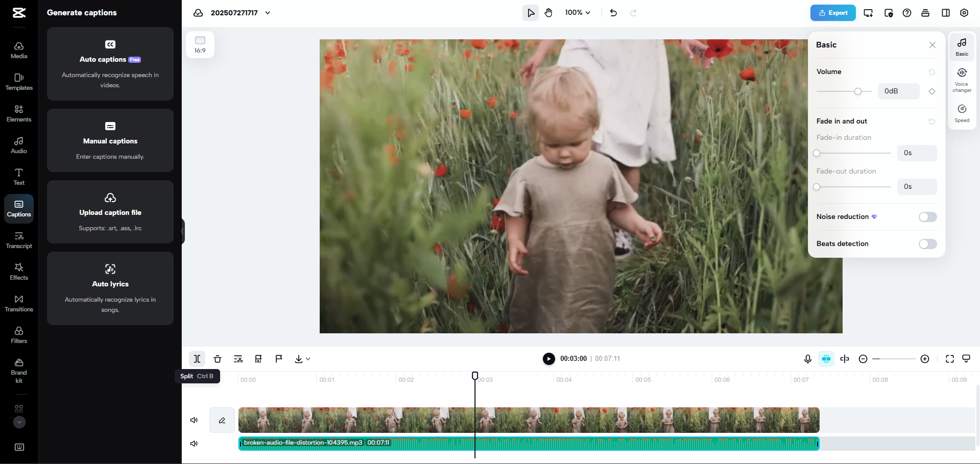 Interface von CapCut Web – der einfachste Weg, Aufnahmen zu schneiden
