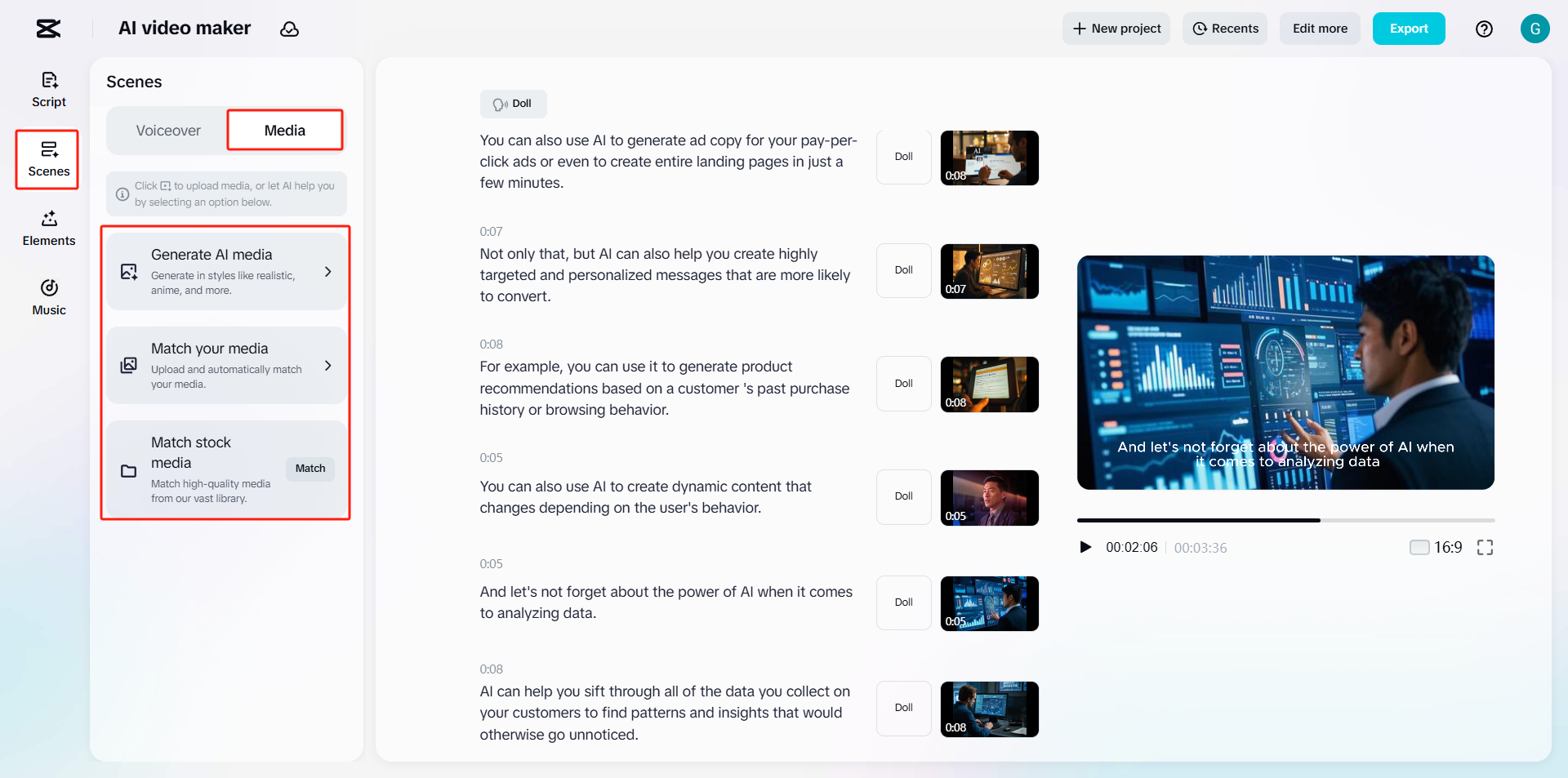 Generate relevant AI media
