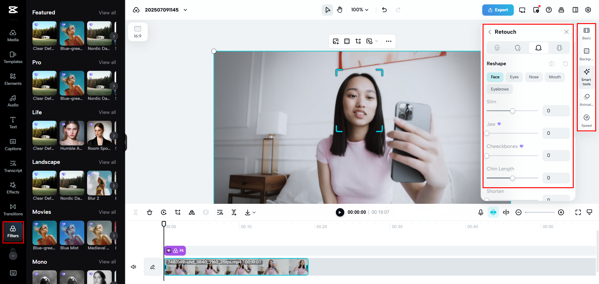 Adding filters and music to a vlog with CapCut Web