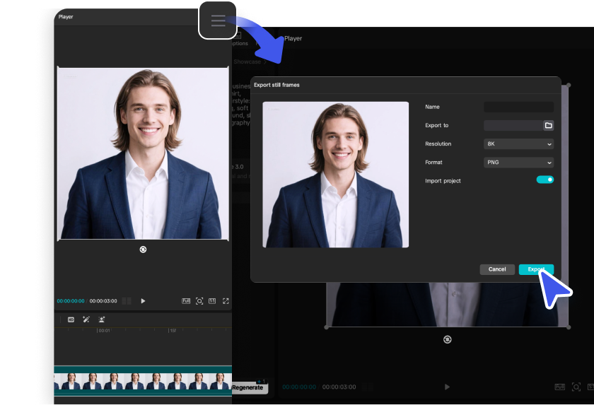Export your finalized image from CapCut's AI picture generator