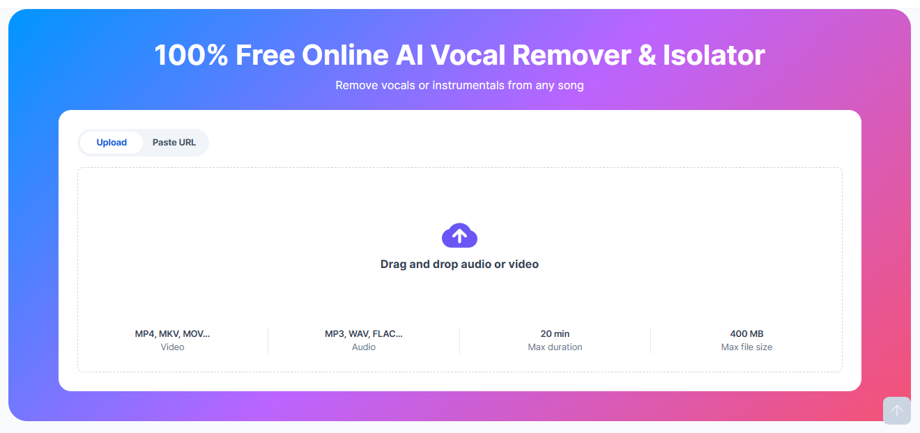 Access the Poppop AI Vocal Remover website