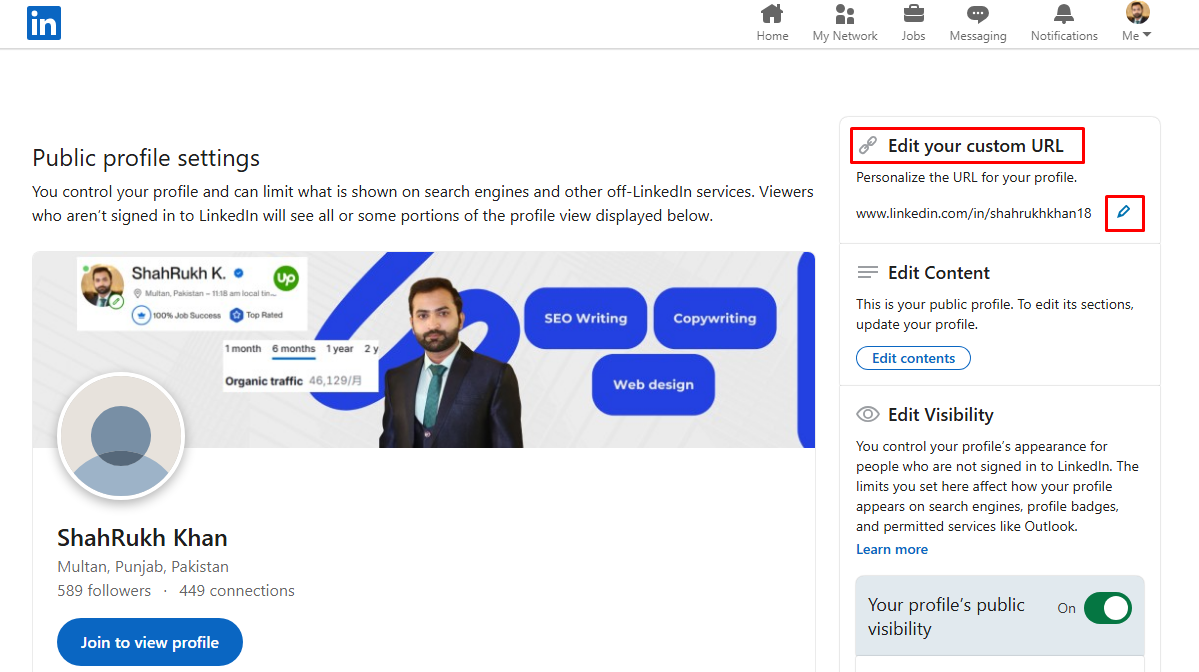 Edita tu URL personalizada