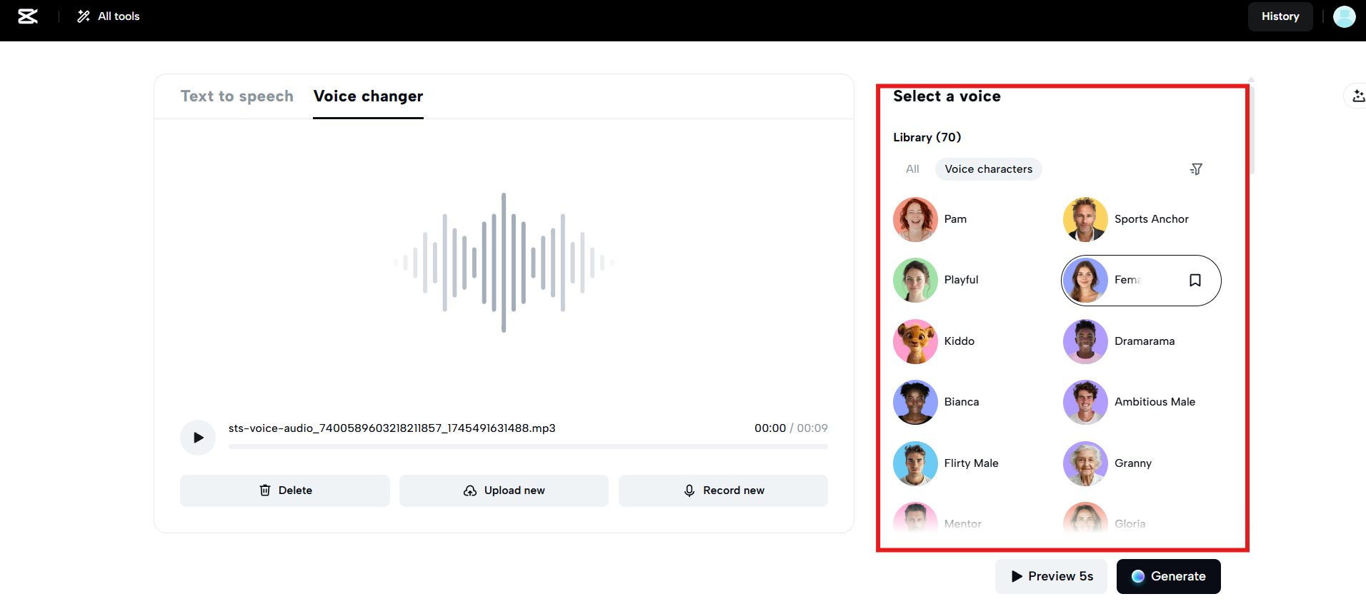 Voice effects library
