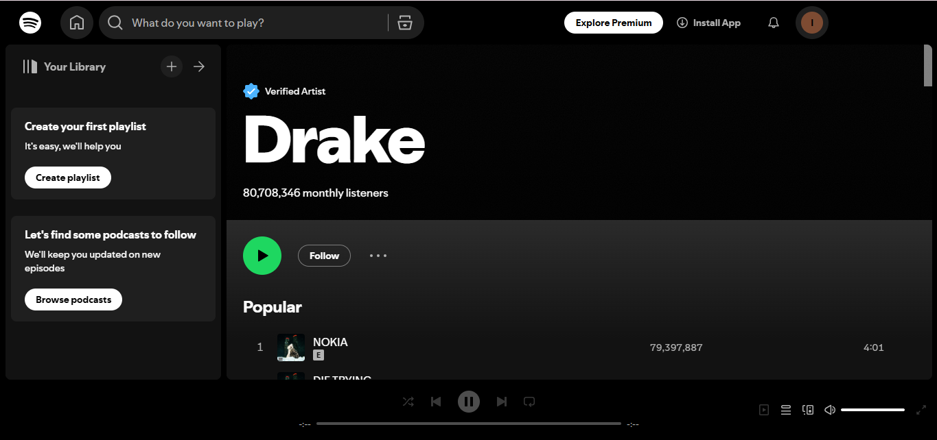 Drake: il rapper più seguito su Spotify
