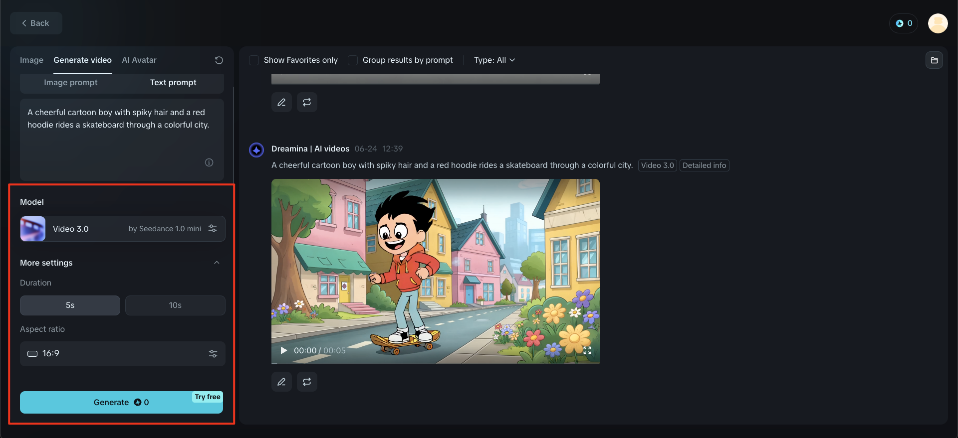 Dreamina: Script sa cartoon na video converter