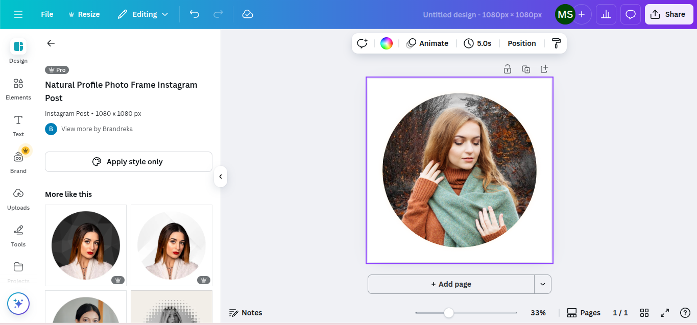 A ferramenta de corte Canva apresenta um corte circular para cortar fotos facilmente