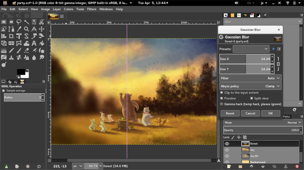 GIMP interface — basic photo editor for windows