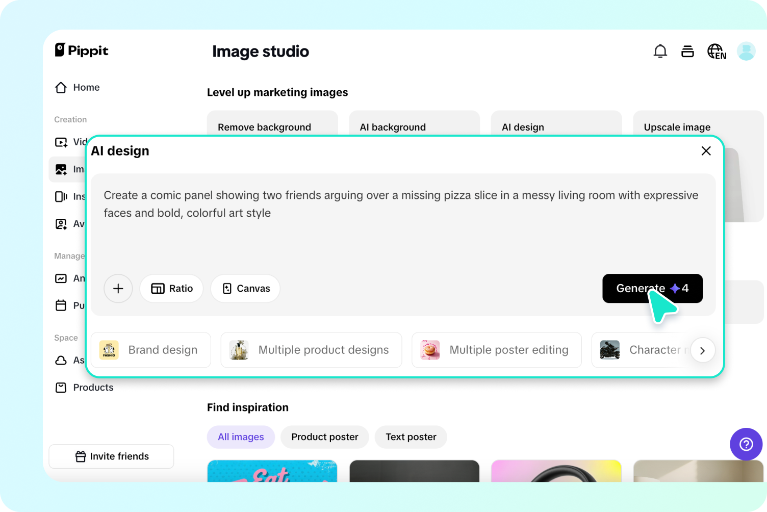 Creating comics with Pippit