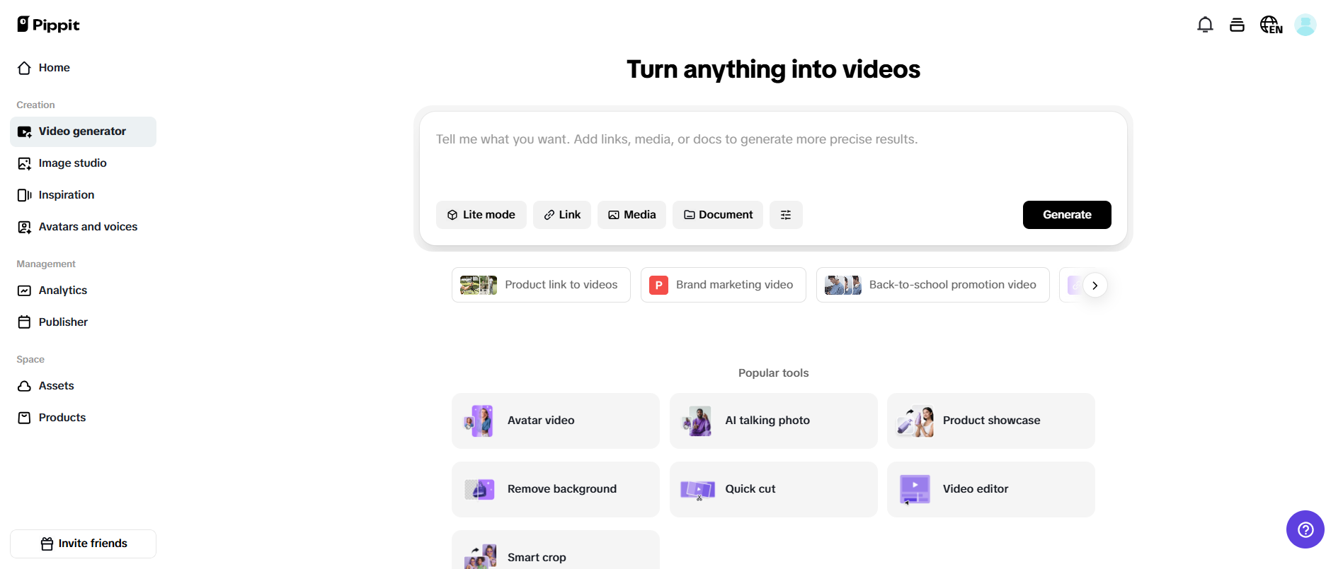 Create videos in seconds