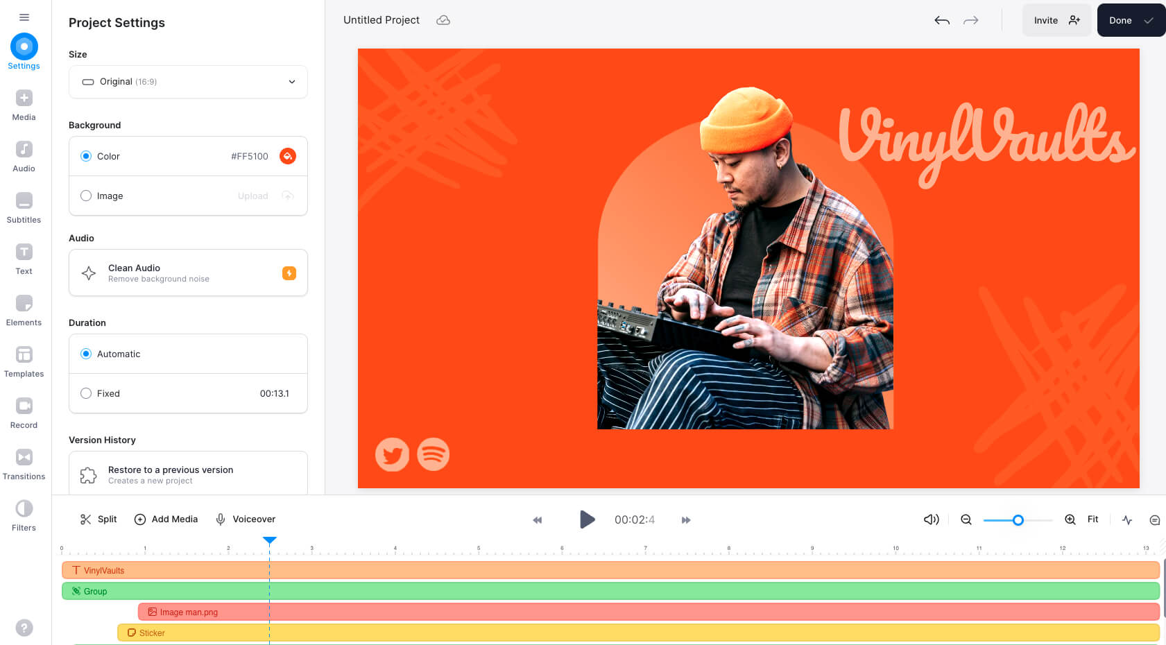 Interface of Veed. io