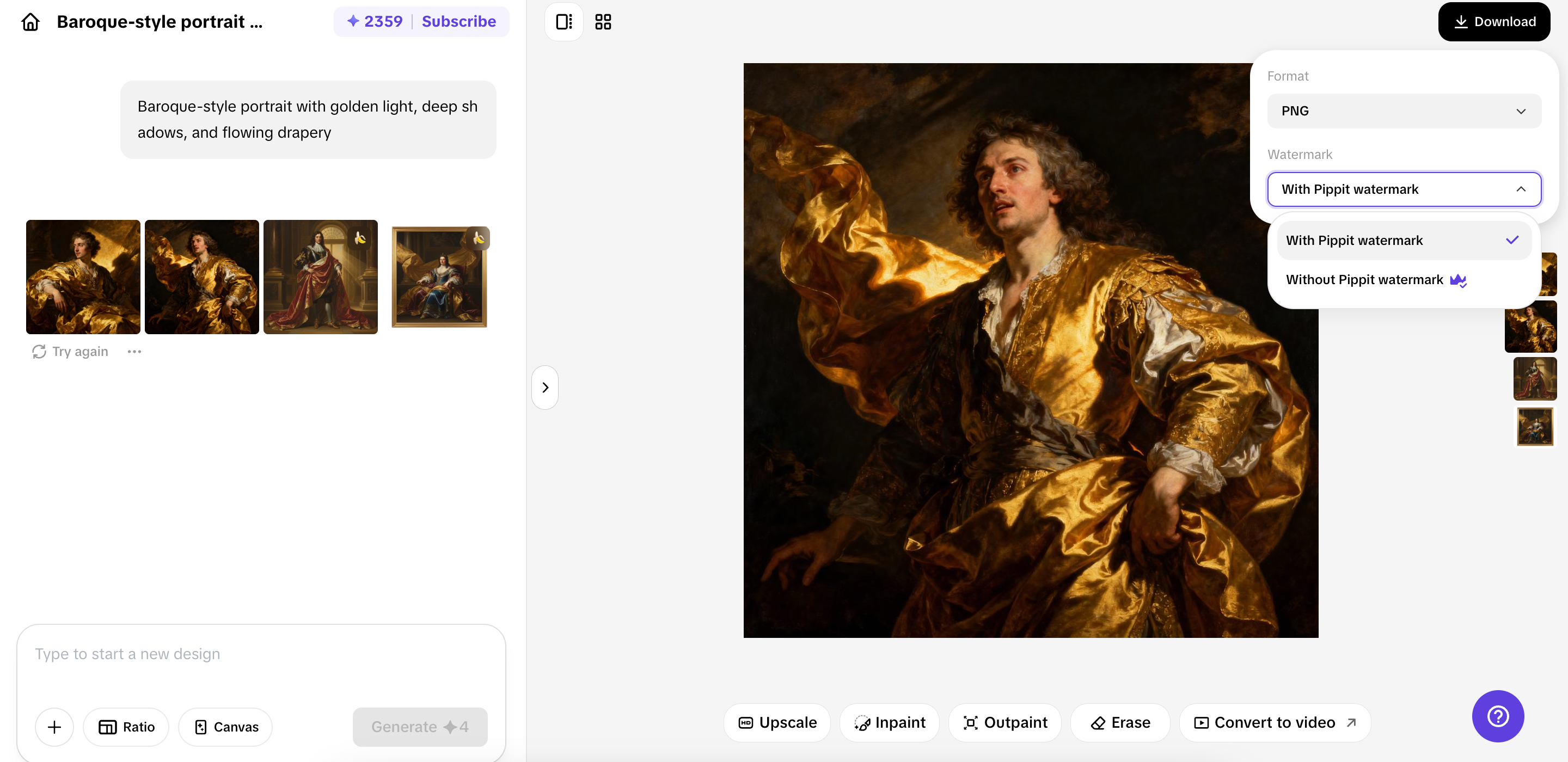 Exporting Baroque art from Pippit
