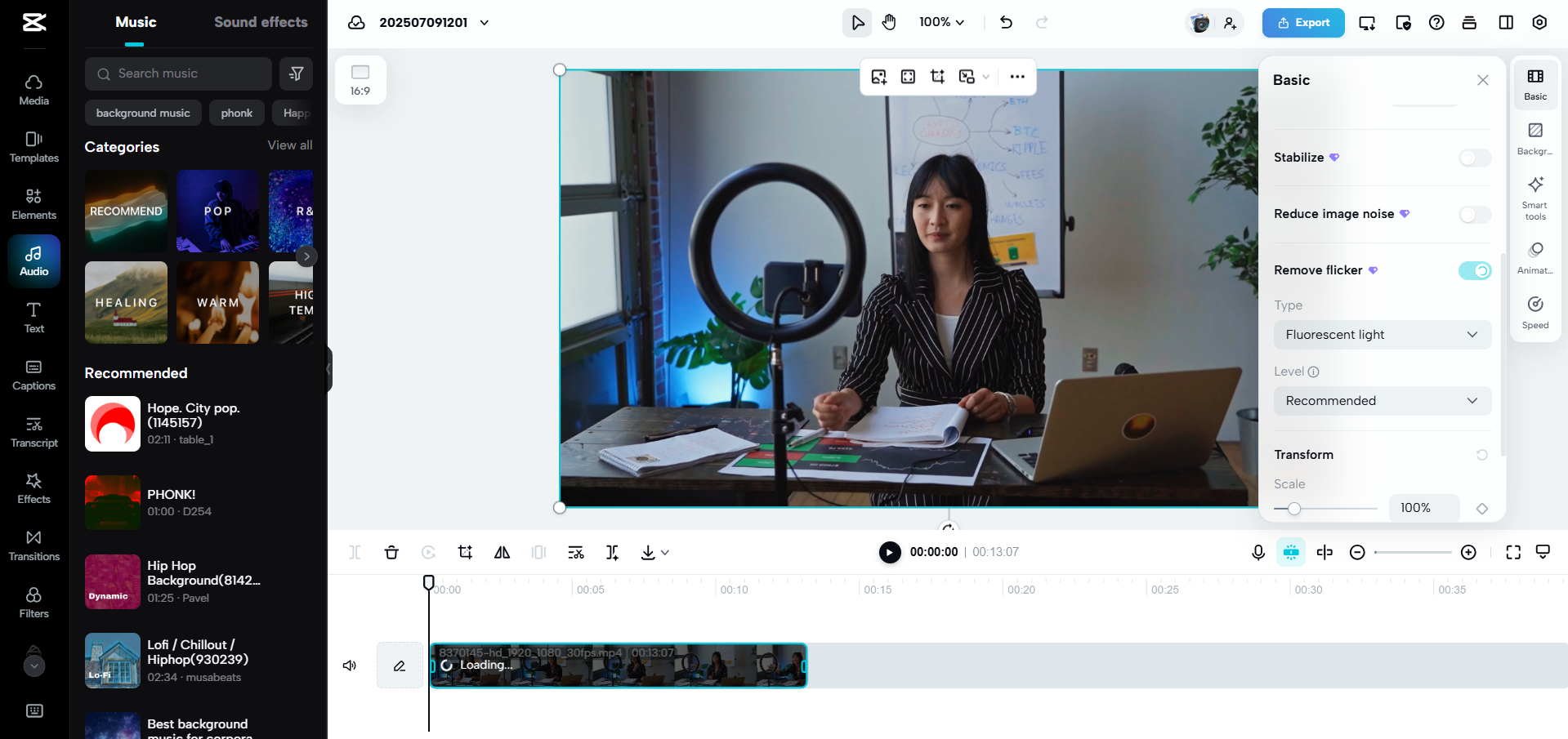 Giao diện của CapCut Web - một công cụ đáng tin cậy để chỉnh sửa video trên YouTube.