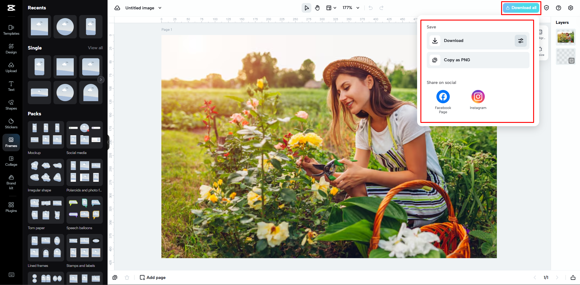 Downloading the image from CapCut Web