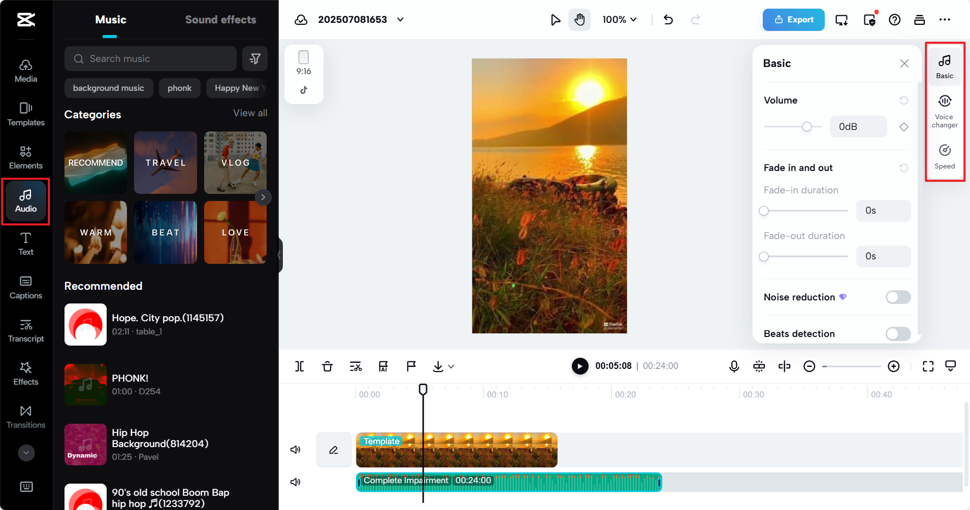 CapCut Webの豊富な音声編集機能