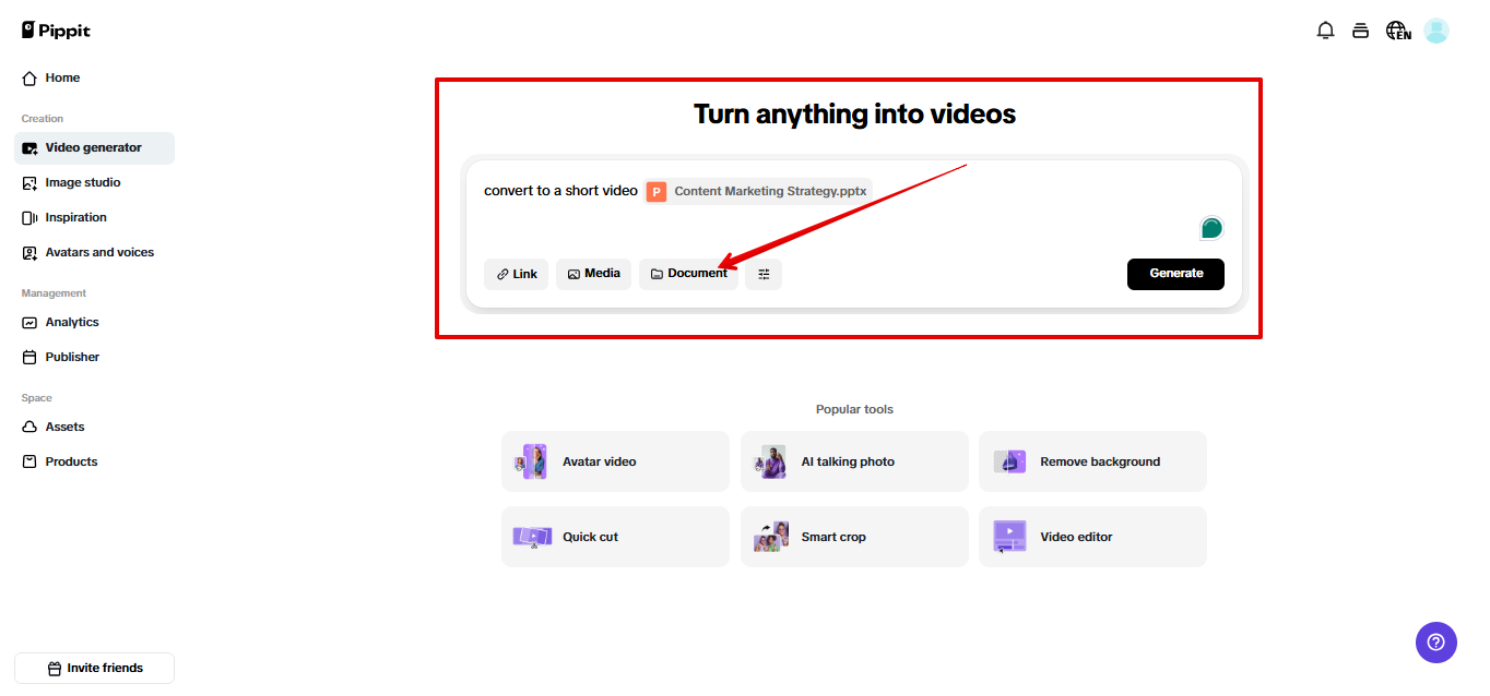 Uploading PPT file