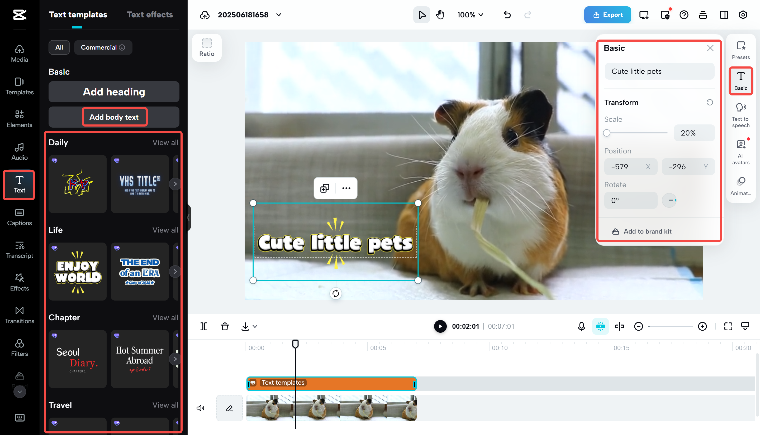 Editando un GIF en CapCut Web