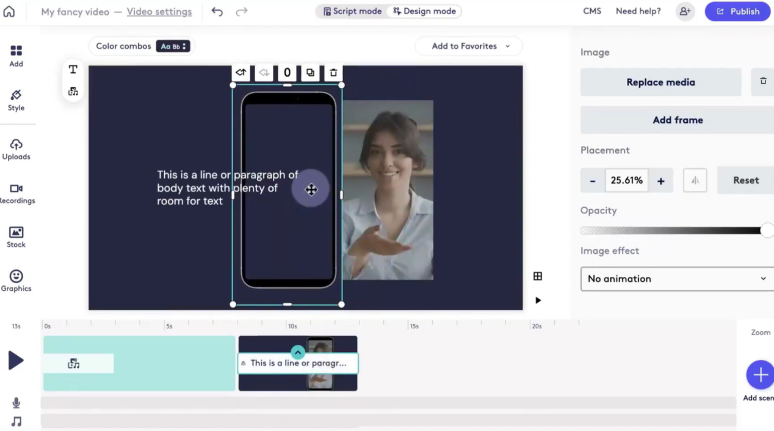 Interface of Biteable - an accessible video maker for marketing