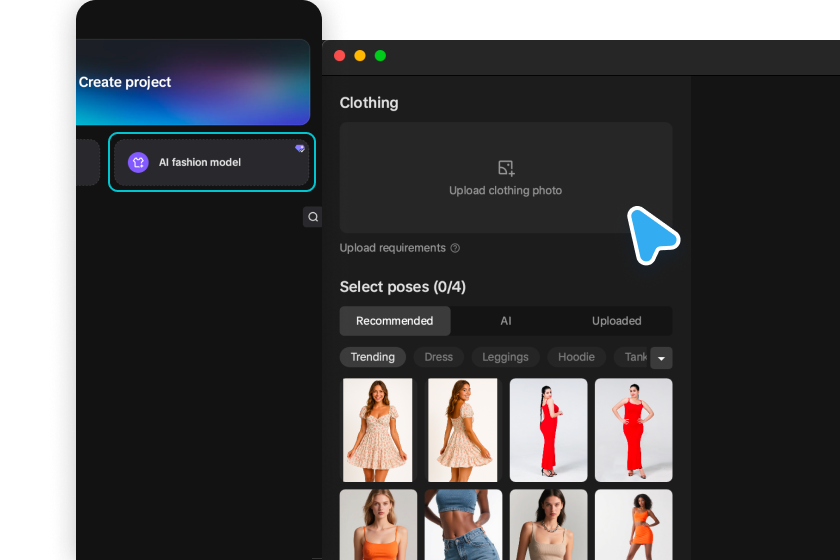 Upload garment image for virtual fitting