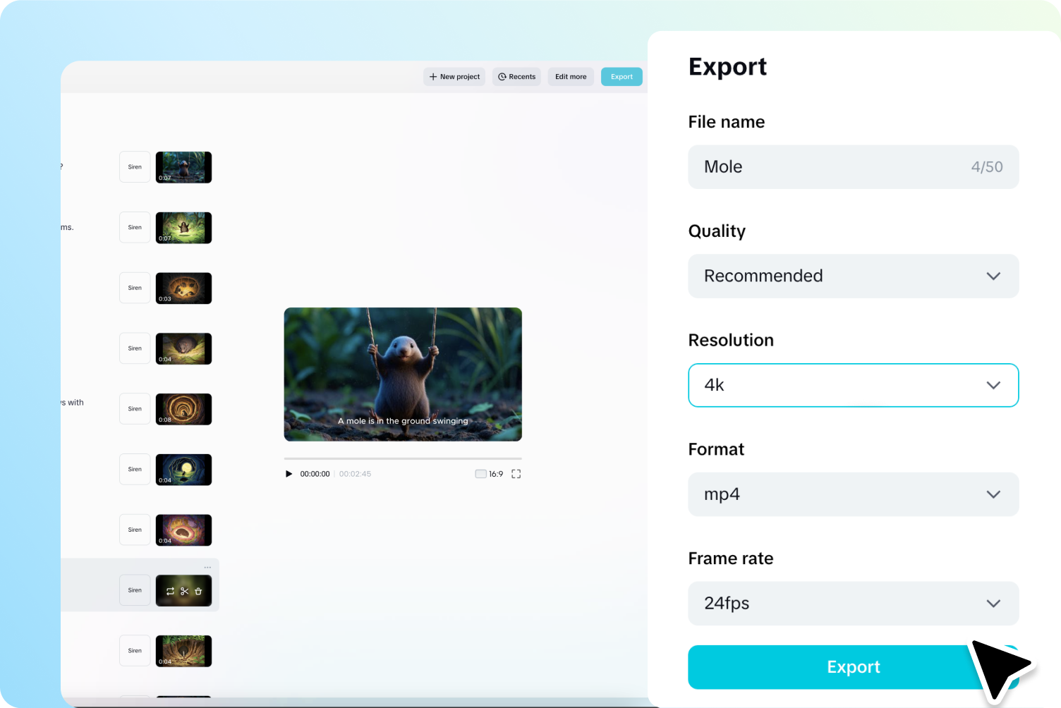  Export the final video from CapCut's AI video maker agent