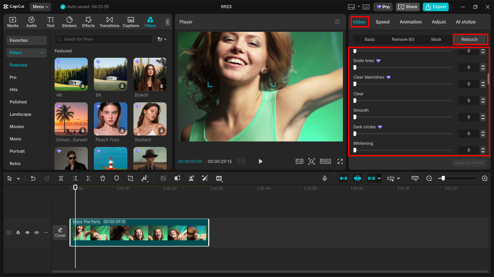 Whiten the teeth in the CapCut desktop video editor