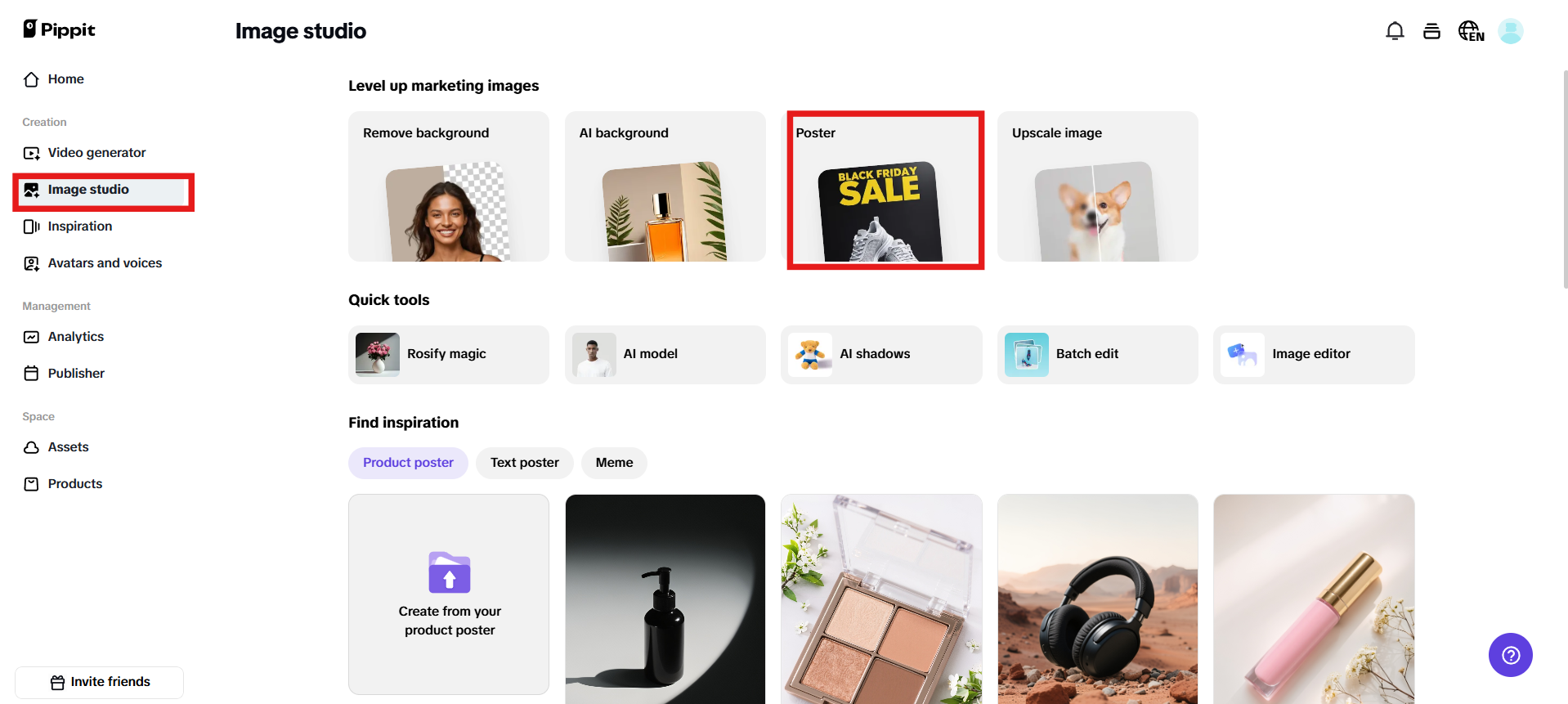 Choose "Poster" from Image studio