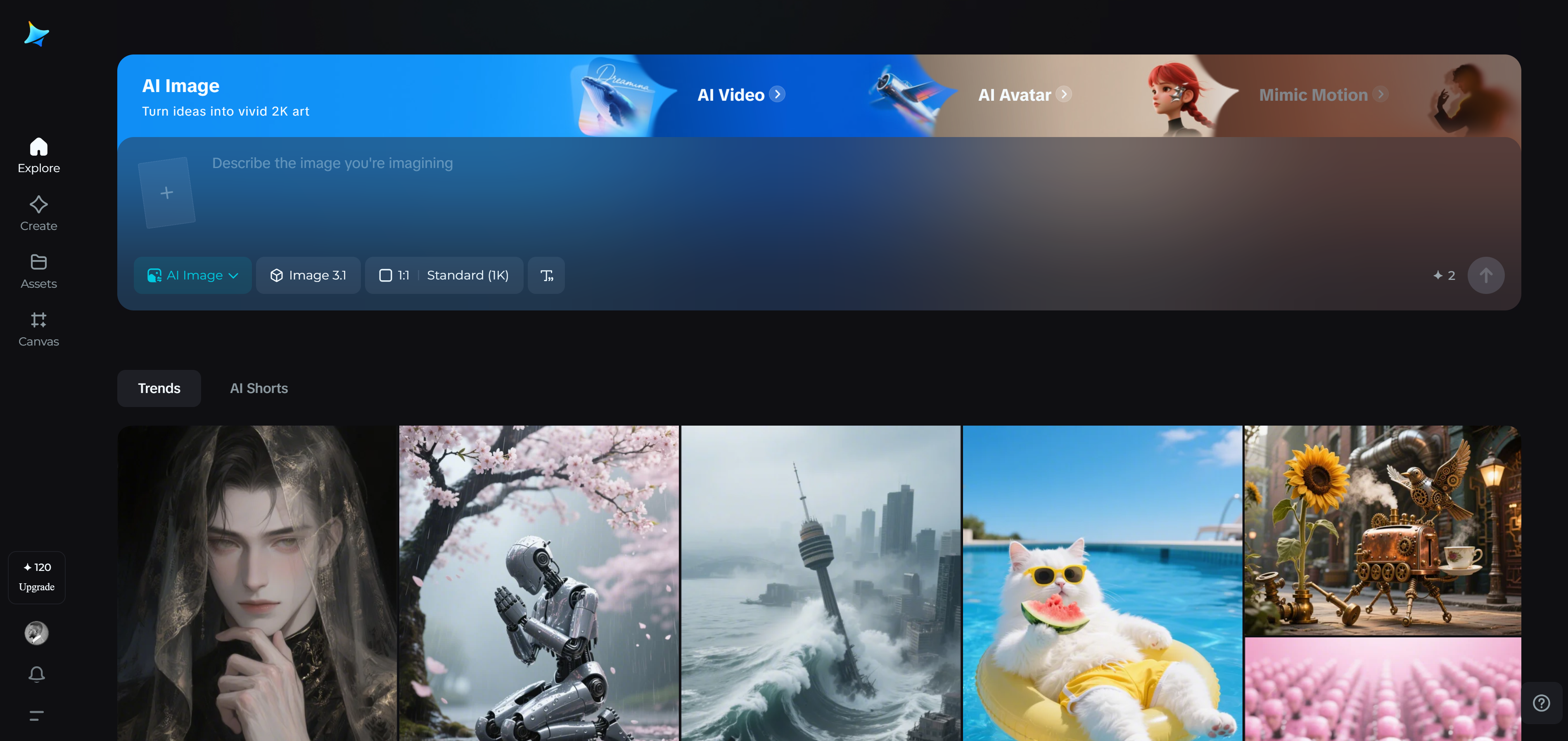Homepage di Dreamina