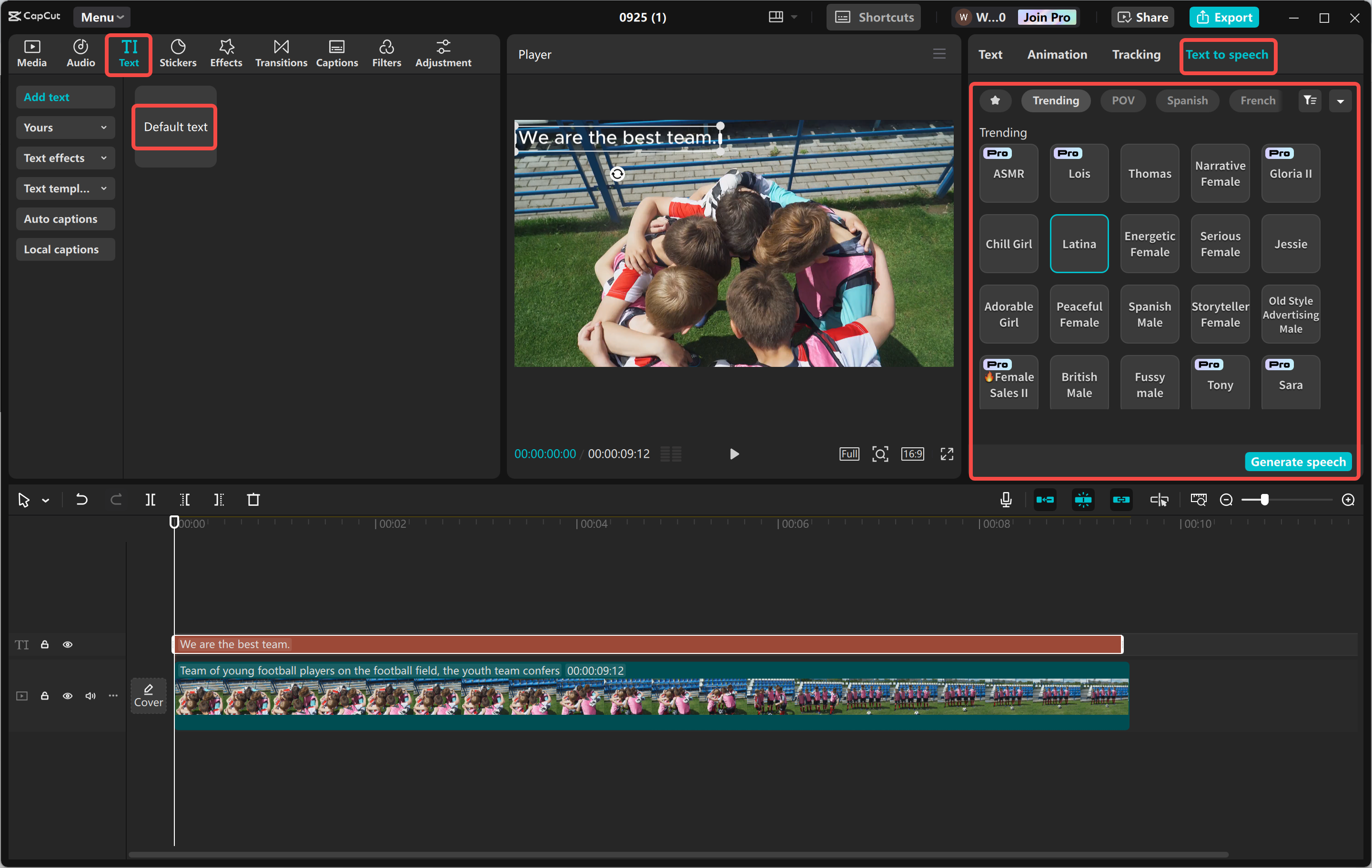 Generating an AI voice for videos in the CapCut desktop video editor