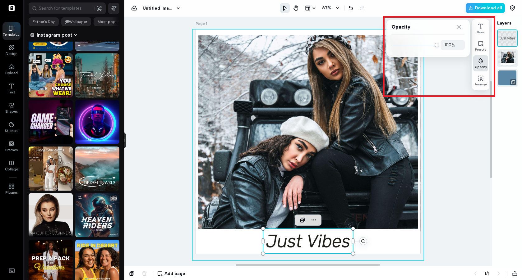 Možnost přizpůsobit neprůhlednost textu